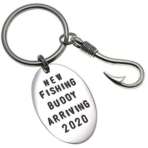 Pregnancy Announcement for Grandparents Grandpa New Fishing Buddy Arriving 2021 2020 Fishing Buddy Keychain Gift for Dad