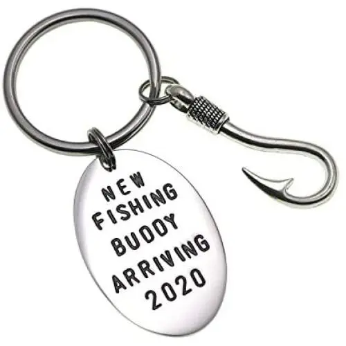 Pregnancy Announcement for Grandparents Grandpa New Fishing Buddy Arriving 2021 2020 Fishing Buddy Keychain Gift for Dad
