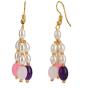 Efulgenz Pink Floral Faux Pearl Beads Strand Necklace Earrings Fashion Costume Jewelry Set for Women Girls (Multicolor)