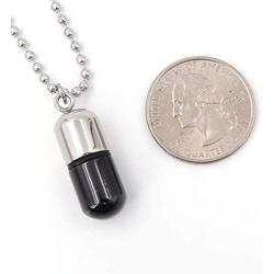 Steelmeup Stainless Steel Openable Pill Capsule Pendant Necklace Silver Rose Gold Black