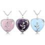Top Plaza Natural Healing Crystals Heart Pendant Necklaces Reiki Quartz Gemstone Jewelry for Womens Girls