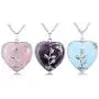 Top Plaza Natural Healing Crystals Heart Pendant Necklaces Reiki Quartz Gemstone Jewelry for Womens Girls Top Plaza Natural Healing Crystals Heart Pendant Necklaces Reiki Quartz Gemstone Jewelry for Womens Girls