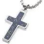 Unique GESTALT Lapis Lazuli Inlay Tungsten Cross Pendant. 4mm Wide Surgical Stainless Steel Box Chain. Unique GESTALT Lapis Lazuli Inlay Tungsten Cross Pendant. 4mm Wide Surgical Stainless Steel Box Chain.