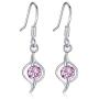 TENGTEGNFIT Cube Zircon Dangle Drop Earrings Sterling Silver Chain Pendant Necklace Jewelry Sets for Women Girls, Gift Box