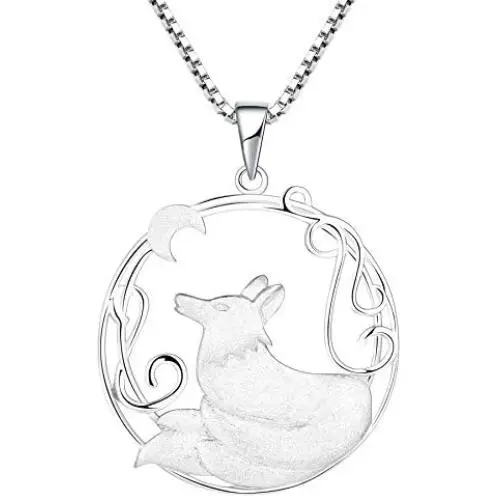 YL Fox Necklace Sterling Silver Round Fillgree Pendant Moon Jewelry Women Gifts YL Fox Necklace Sterling Silver Round Fillgree Pendant Moon Jewelry Women Gifts