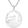 YL Fox Necklace Sterling Silver Round Fillgree Pendant Moon Jewelry Women Gifts
