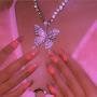 Ludress Boho Butterfly Necklaces Silver Christmas Choker Chain Necklace Rhinestone Pendant Necklaces Jewelry Accessories for Women and Girls