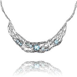 Paz Creations ♥925 Sterling Silver Blue Topaz Statement Necklace