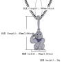 GUCY Iced Out Gold Plated Big Monkey Chain Animal Pendant Necklace Men Stainless Steel Rope Chain
