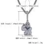 GUCY Iced Out Gold Plated Big Monkey Chain Animal Pendant Necklace Men Stainless Steel Rope Chain GUCY Iced Out Gold Plated Big Monkey Chain Animal Pendant Necklace Men Stainless Steel Rope Chain