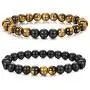 Jstyle 8mm Tiger Eye Beads Distance Friendship Bracelet for Women Men Natural Onyx Stone Beads Pendant Adjustable Healing Necklaces