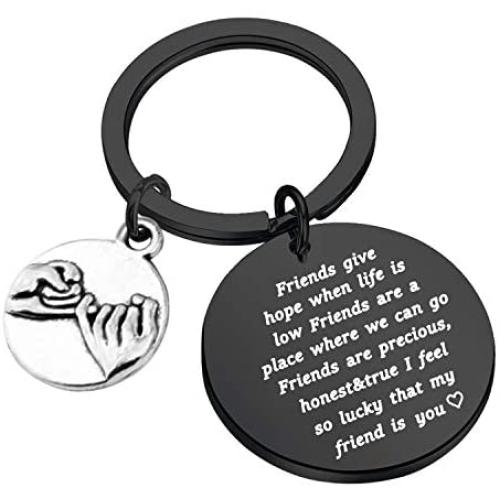 FUSTMW Friends Thank You Gift Friends Keychain I Feel So Lucky That My Friend is You Friendship Jewelry Going Away Gifts