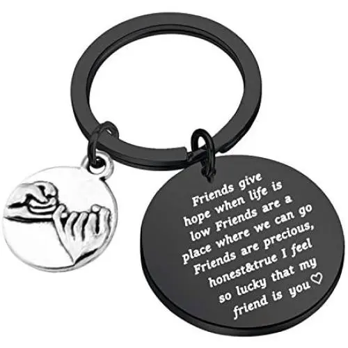 FUSTMW Friends Thank You Gift Friends Keychain I Feel So Lucky That My Friend is You Friendship Jewelry Going Away Gifts