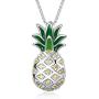 LUHE Pineapple Pendant Necklace,Pineapple Stud Earrings,Pineapple Threader Earrings,Sterling Silver Two-Tone Pineapple Jewelry Gift for Women Teens Girls