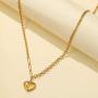 NEULRY Modern Heart Shaped Necklace Paperclip Link Chain 18K Gold Plated Handmade for Women and Girl Gifts