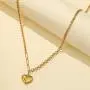 NEULRY Modern Heart Shaped Necklace Paperclip Link Chain 18K Gold Plated Handmade for Women and Girl Gifts