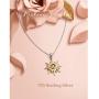 DAOCHONG Sterling Silver Sun Sunburst Pendant Necklace Gift for Women