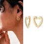 MYEARS Women Gold Huggie Hoop Earrings Ear Stud Cuff Diamond Cubic Zirconia 14K Gold Filled Small Boho Simple Delicate Hypoallergenic Jewelry Gift
