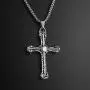 discountstore145 Pendant Necklace, Men Vintage Titanium Steel Jesus Cross Pendant Chain Necklace Party Jewelry Gift - Antique Silver discountstore145 Pendant Necklace, Men Vintage Titanium Steel Jesus Cross Pendant Chain Necklace Party Jewelry Gift - Antique Silver