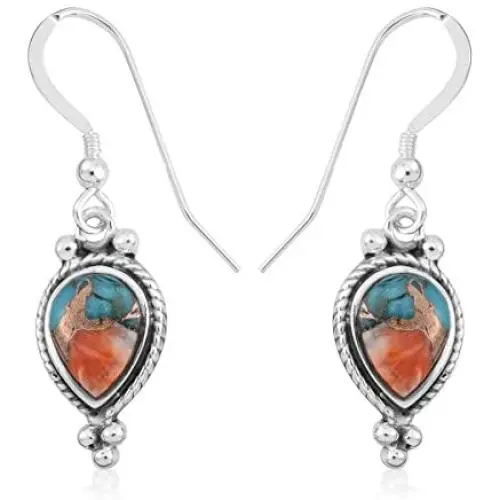 Shop LC 925 Sterling Silver Western Turquoise Dangle Drop Earrings for Women Mothers Day Gifts Southwest Prom Jewelry 3.5/1.8 Cttw