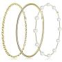 RnBLM JEWELRY 3 Pairs 14K Gold Plated Big Hoop Earrings for Women Large Pearl Hoop Earring Thin Twisted Huge Hoop Earrings in One Set Lightweight Gold Hoop