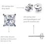 925 Sterling Silver Stud Earrings - 4 Pairs Square Cut Cubic Zirconia Stud Earrings Hypoallergenic Stud Earrings Set for Women Men Girls Gifts 3mm 4mm 5mm 6mm