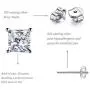 925 Sterling Silver Stud Earrings - 4 Pairs Square Cut Cubic Zirconia Stud Earrings Hypoallergenic Stud Earrings Set for Women Men Girls Gifts 3mm 4mm 5mm 6mm