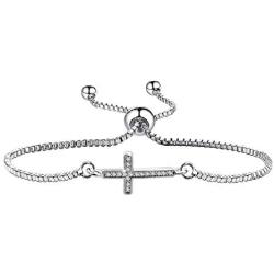 WUSUANED Christian Cross Adjustable Chain Link Bracelet Religious Jewelry Gift