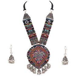 Zephyrr Afghani Turkish Tribal Long Pendant Necklace & Earrings Jewellery Sets for Women(JAN-2310)