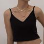 Denifery Bohemia Layered Choker Necklace Pearl Necklace Charm Pendant Choker Chunky Link Chain Dancing Party Travel Costume Jewelry for Women and Girls (Gold A)