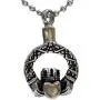 Lauren Annabelle Studio Cremation Jewelry Claddagh in Circle Irish Celtic Urn Stainless Steel Ashes Pendant Necklace Men Women