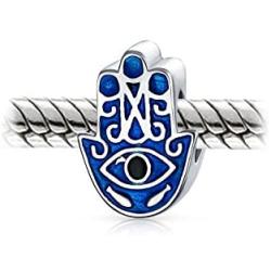 Amulet Talisman Blue Hamsa Hand Evil Eye Spiritual Good Luck Charm Bead For Teen For Women 925 Sterling Silver Fits European Bracelet