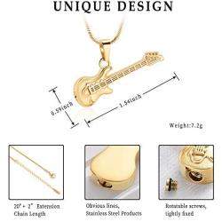 memorial jewelry Musical Instrument Cremation Necklace for Women&Men Guitar Urn Necklace for Ashes