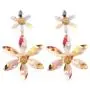 Nicole Miller New York Two Flowers Different Sizes Off-white Acrylic Transparent GoldDangle Earrings