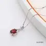 JYX Gemstone Jewellery Garnet Pendant Genuine 925 Sterling Silver Chain 7×9mm Oval Garnet Pendant Necklace for Women Girls