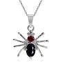 Silvershake Petite 925 Sterling Silver Gemstone Spider Pendant with 18 Inch Necklace