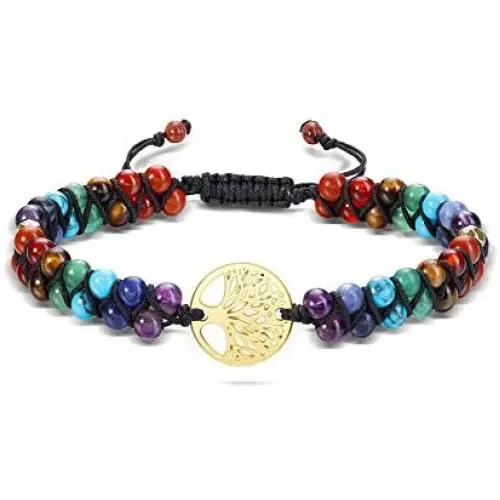 Top Plaza 7 Chakra Yoga Meditation Bracelet Reiki Healing Crystal Stone Anxiety Bracelets Double Layered Natural Gemstone Beads Bracelets for Women Girl Top Plaza 7 Chakra Yoga Meditation Bracelet Reiki Healing Crystal Stone Anxiety Bracelets Double Layered Natural Gemstone Beads Bracelets for Women Girl
