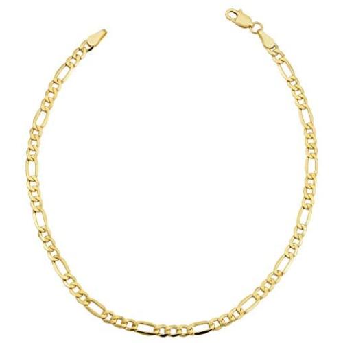 KoolJewelry Mens 14k Yellow Gold Filled 3.3mm 4.2mm 5.2mm 6mm 7.8mm 8.6mm Solid Figaro Link Bracelet
