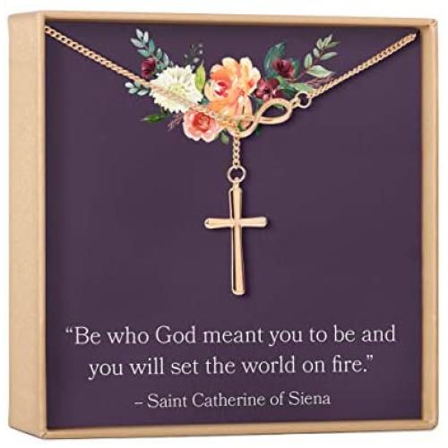 Infinity Cross Necklace: Christian Gift, Baptism, Communion, Faith, Confirmation, Infinity Cross (rose-gold-plated-brass, NA)