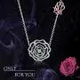 Sterling Silver Rose Necklace - Love Rose Decorated with Cubic Zirconia Two Tone Rose Flower Pendant Necklace for Women, Girls and Girlfriend ,Valentines Day Jewelry Gifts Sterling Silver Rose Necklace - Love Rose Decorated with Cubic Zirconia Two Tone Rose Flower Pendant Necklace for Women, Girls and Girlfriend ,Valentines Day Jewelry Gifts