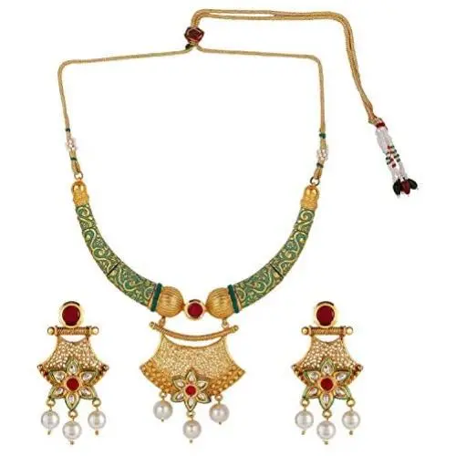 Efulgenz Indian Bollywood Traditional 14 K Gold Plated Kundan Pearl Wedding Choker Necklace Earrings Jewelry Set Efulgenz Indian Bollywood Traditional 14 K Gold Plated Kundan Pearl Wedding Choker Necklace Earrings Jewelry Set