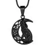 Celtic Crescent Moon Wolf Necklace 316L Stainless Steel Norse Viking Pentagram Pentacle Pendant 18K Gold/Black Gun Plated Irish Knot Amulet Wicca Pagan Jewelry SP0070