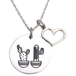 LParkin Cactus Necklace We Stick Together Best Friend Necklace Stainless Steel Sister Necklaces