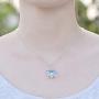 JO WISDOM Blue Fire Opal Dolphins/Turtle Necklaces,925 Sterling Silver Dancing Diamond Cubic Zirconia Animal Pendant Necklace