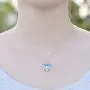 JO WISDOM Blue Fire Opal Dolphins/Turtle Necklaces,925 Sterling Silver Dancing Diamond Cubic Zirconia Animal Pendant Necklace