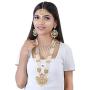 Jwellmart Womens Diva Collection White Kundan Stone Faux Pearl Rani Haar Necklace Earrings Set