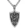 GuoShuang ST.Michael Archangel Cross Shield Prayer Saint Nicholas Medal Amulet Pendant Necklace Stainless Steel