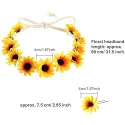 Picano 8 Pieces Sunflower Pendant Necklace Sunflower Drop Earrings Sunflower Hair Clip Sunflower Boho Headband Wreath for Women Jewelry Accessories