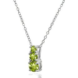 Sterling Silver Genuine or Synthetic Gemstone Round Graduating 3-Stone Pendant Necklace, 16'' + Extender