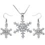 Snowflake Necklace and Dangle Earrings Christmas Jewelry Gift Set for Winter Fashion, Women Teens Stocking Stuffer Ideas